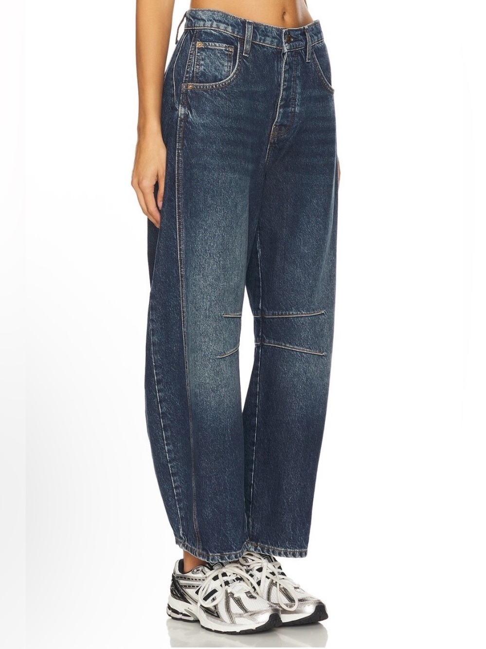 We The Free Good Luck Mid Rise Barrel Jeans in Deep End size 31 - Picture 2 of 11